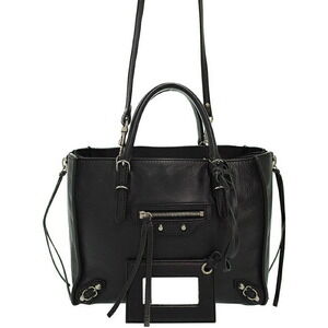 BALENCIAGA Paper Zip Around Shoulder Bag Black